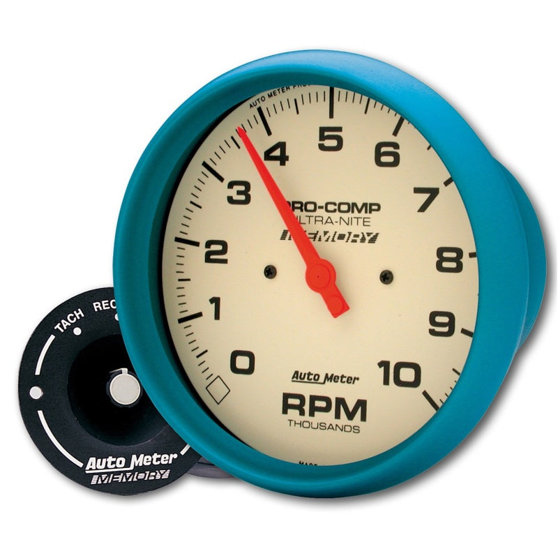 AutoMeter Gauge Tach 5in. 10K RPM In-Dash W/Peak Memory Glow In Dark Ultra-Nite 4594