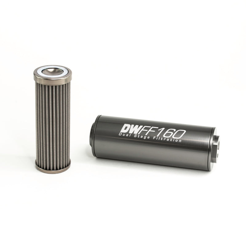 DeatschWerks Stainless Steel 10AN 100 Micron Universal Inline Fuel Filter Housing Kit (160mm) - eliteracefab.com