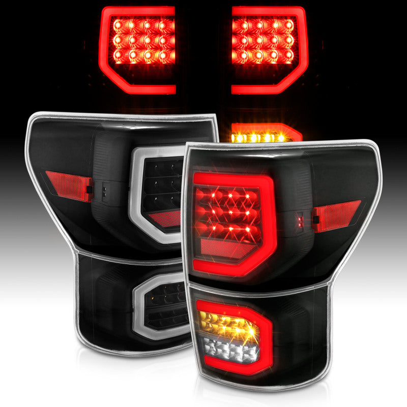 ANZO 2007-2013 Toyota Tundra LED Taillights Plank Style Black w/Clear Lens - eliteracefab.com