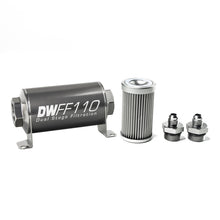 Load image into Gallery viewer, DeatschWerks Stainless Steel 6AN 10 Micron Universal Inline Fuel Filter Housing Kit (110mm) - eliteracefab.com