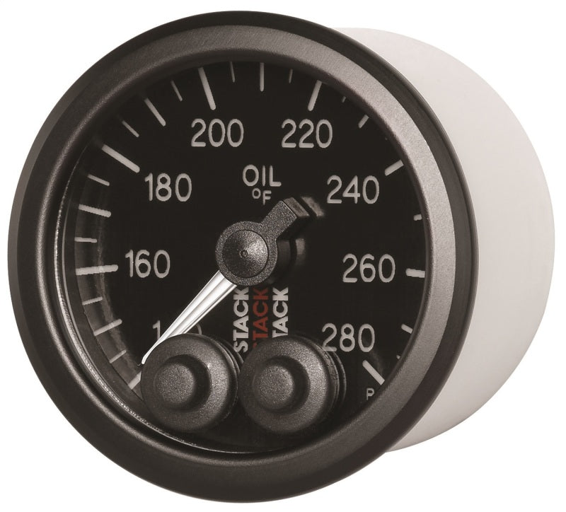 Autometer Stack Instruments 52mm 140-280 Deg F 1/8in NPTF Male Pro Control Oil Temp Gauge - Black - eliteracefab.com