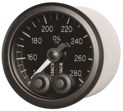 Autometer Stack Instruments 52mm 140-280 Deg F 1/8in NPTF Male Pro Control Oil Temp Gauge - Black - eliteracefab.com