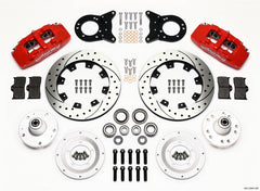 Wilwood Dynapro 6 Front Hub Kit 12.19in Drill Red 1965-1969 Mustang Disc & Drum Spindle - eliteracefab.com