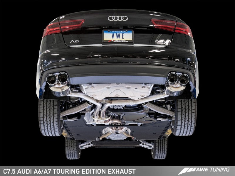 AWE Tuning Audi C7.5 A6 3.0T Touring Edition Exhaust - Quad Outlet Diamond Black Tips - eliteracefab.com