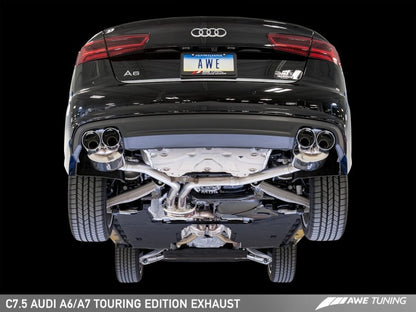 AWE Tuning Audi C7.5 A6 3.0T Touring Edition Exhaust - Quad Outlet Diamond Black Tips - eliteracefab.com