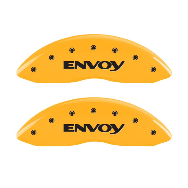 MGP 4 Caliper Covers Engraved Front & Rear Envoy Yellow Finish Black Char 2009 GMC Envoy MGP