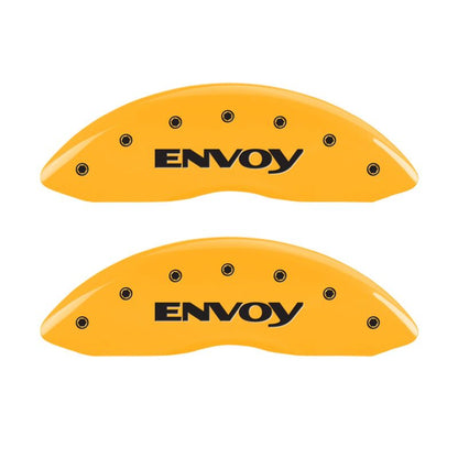 MGP 4 Caliper Covers Engraved Front & Rear Envoy Yellow Finish Black Char 2009 GMC Envoy MGP