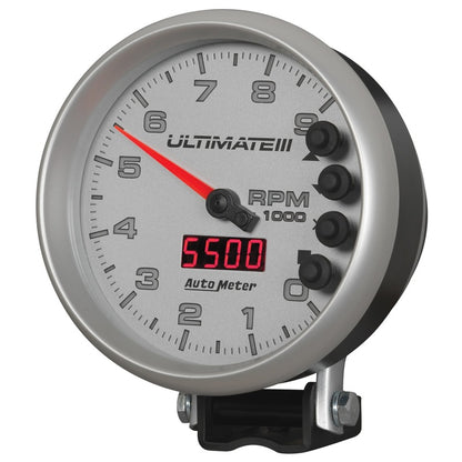 Autometer 5 inch Ultimate III Playback Tachometer 9000 RPM - Silver 6882