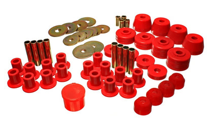 Energy Suspension 72-85 Dodge/Plymouth 1/2 & 3/4 Ton S/C Pickup Red Hyper-Flex Master Bushing Set - eliteracefab.com