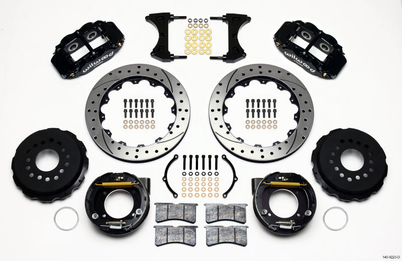 Wilwood Narrow Superlite 4R Rear P-Brk Kit 12.88in Drilled Ford 8.8 w/2.5in Offset-5 Lug Wilwood