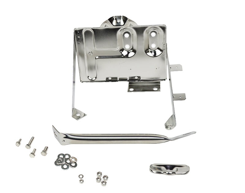 Kentrol 76-86 Jeep CJ Battery Tray with support arm - Polished Silver - eliteracefab.com