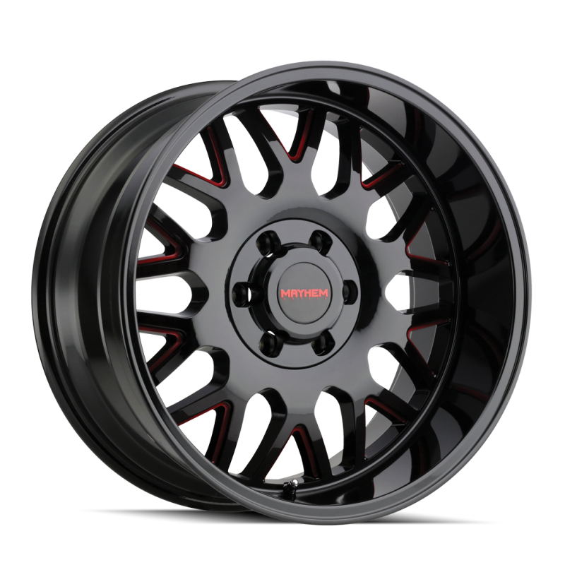 Mayhem 8110 Tripwire 20x9 / 6x139.7 BP / 18mm Offset / 106mm Hub Black w/ Prism Red Wheel Mayhem