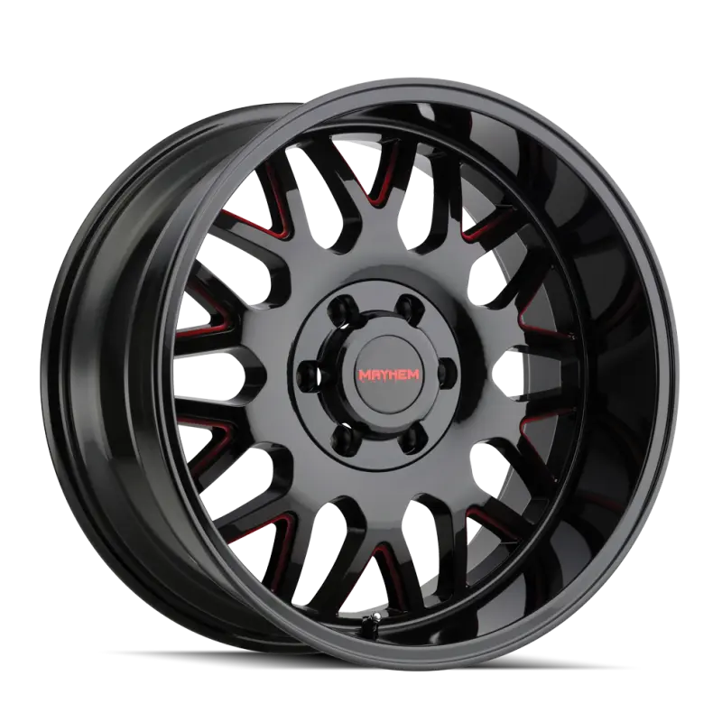 Mayhem 8110 Tripwire 20x10 / 8x170 BP / -19mm Offset / 130.8mm Hub Black w/ Prism Red Wheel Mayhem