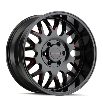 Mayhem 8110 Tripwire 20x10 / 8x170 BP / -19mm Offset / 130.8mm Hub Black w/ Prism Red Wheel Mayhem