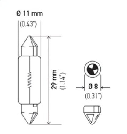 Hella Bulb 6428 12V 3W SV7-8 T2.25 8x28mm