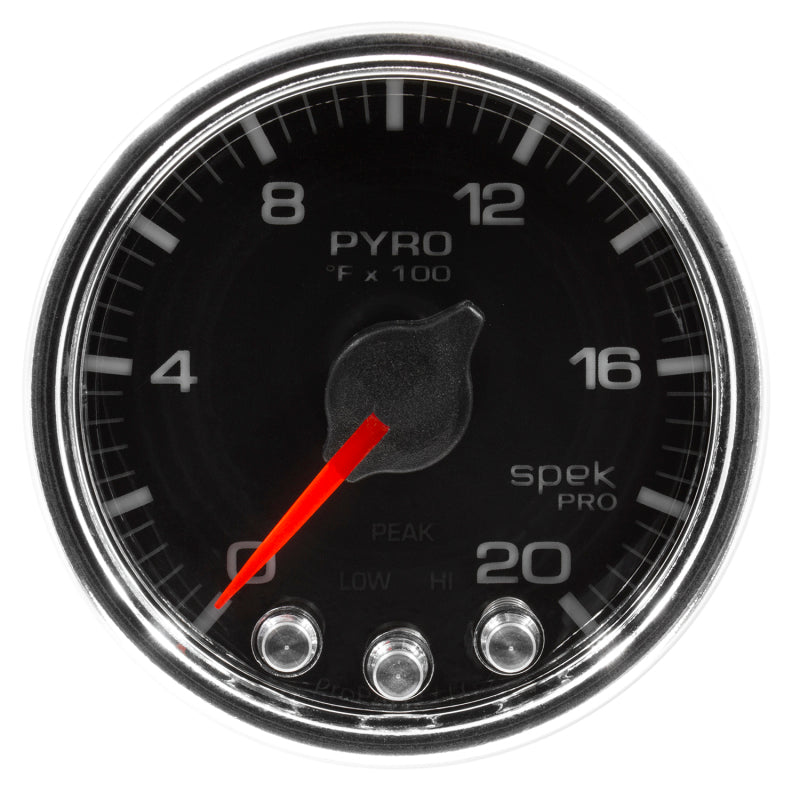 Autometer Spek-Pro Gauge Pyro. (Egt) 2 1/16in 2000f Stepper Motor W/Peak & Warn Blk/Chrm