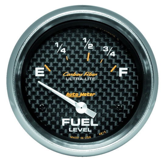 AutoMeter Gauge Fuel Level 2-5/8in. 73 Ohm(e) to 10 Ohm(f) Elec Carbon Fiber 4815