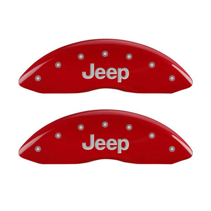 MGP Front set 2 Caliper Covers Engraved Front JEEP Red finish silver ch MGP