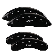 Load image into Gallery viewer, MGP 4 Caliper Covers Engraved F&amp;R MGP Black Finish Silver Characters 11-18 Dodge Durango MGP