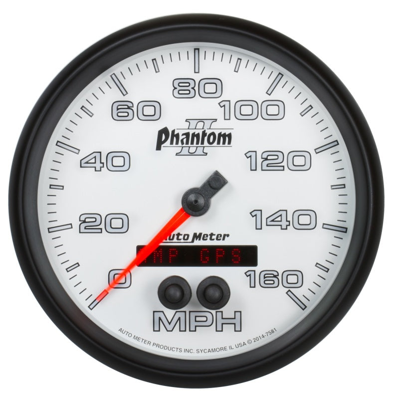 Autometer Phantom II 5in 0-140MPH In-Dash Electronic GPS Programmable Speedometer 7581
