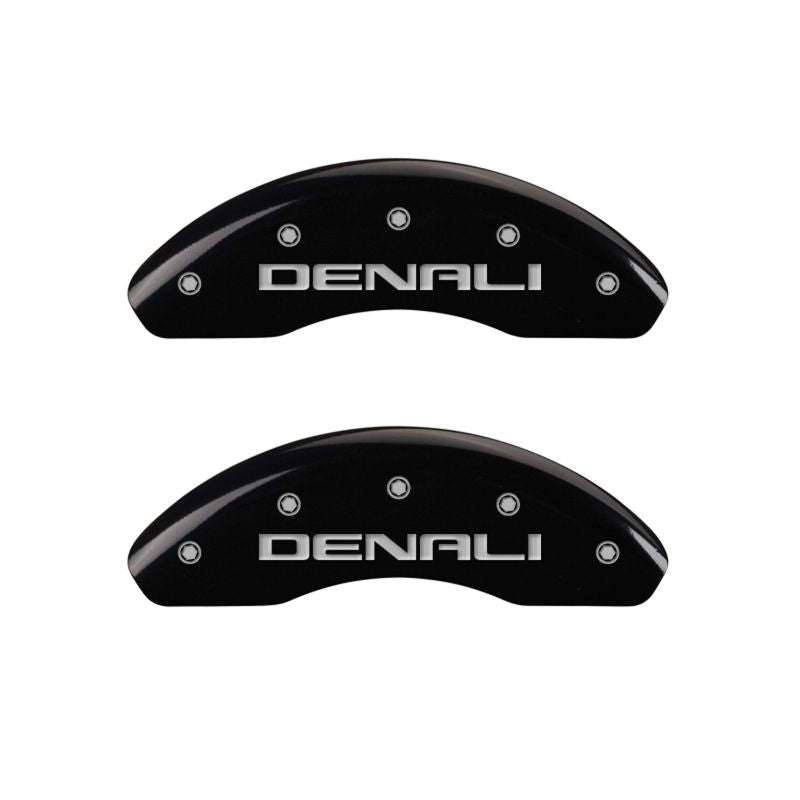 MGP 4 Caliper Covers Engraved Front & Rear Denali Black finish silver ch MGP