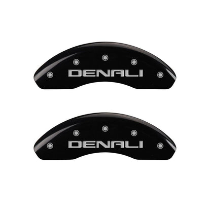 MGP 4 Caliper Covers Engraved Front & Rear Denali Black finish silver ch MGP