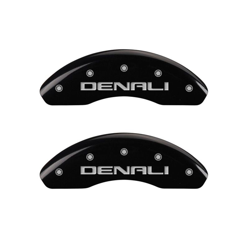 MGP 4 Caliper Covers Engraved Front & Rear Denali Black finish silver ch