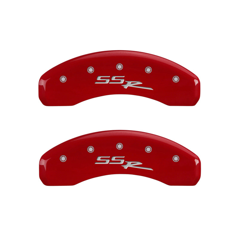 MGP 4 Caliper Covers Engraved Front & Rear SSR Red finish silver ch - eliteracefab.com