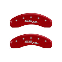 Load image into Gallery viewer, MGP 4 Caliper Covers Engraved Front &amp; Rear SSR Red finish silver ch - eliteracefab.com