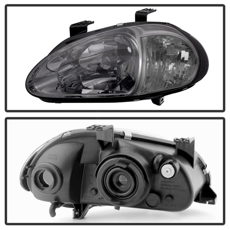 Xtune Honda Del Sol 93-97 1Pc Crystal Headlights Smoke HD-ON-HDEL93-1P-SM - eliteracefab.com