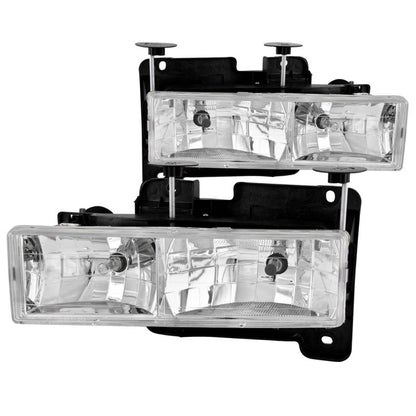 ANZO USA Chevrolet C1500 Crystal Headlights Chrome; 1988-1998 - eliteracefab.com