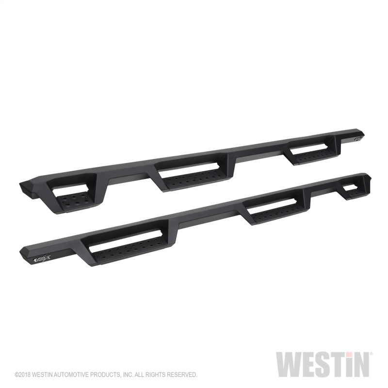 Westin 2019 Chevrolet Silverado/Sierra 1500 (5.5ft) Drop Wheel to Wheel Nerf Step Bars - Txt Black - eliteracefab.com