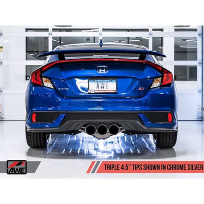 AWE Tuning 2016+ Honda Civic Si Track Edition Exhaust w/Front Pipe & Triple Diamond Black Tips - eliteracefab.com