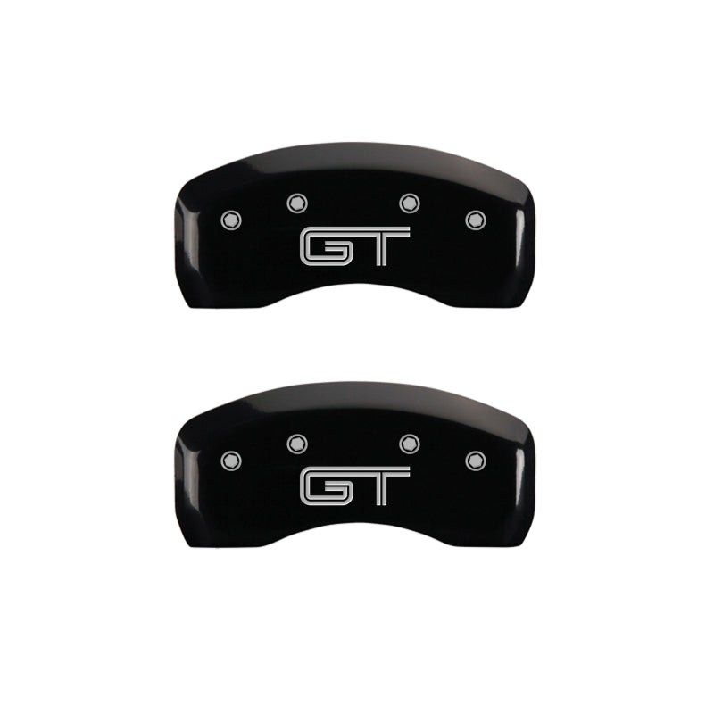 MGP 4 Caliper Covers Engraved Front Mustang Engraved Rear S197/GT Black finish silver ch MGP