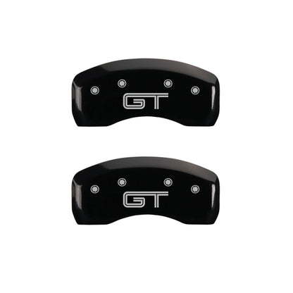 MGP 4 Caliper Covers Engraved Front Mustang Engraved Rear S197/GT Black finish silver ch MGP