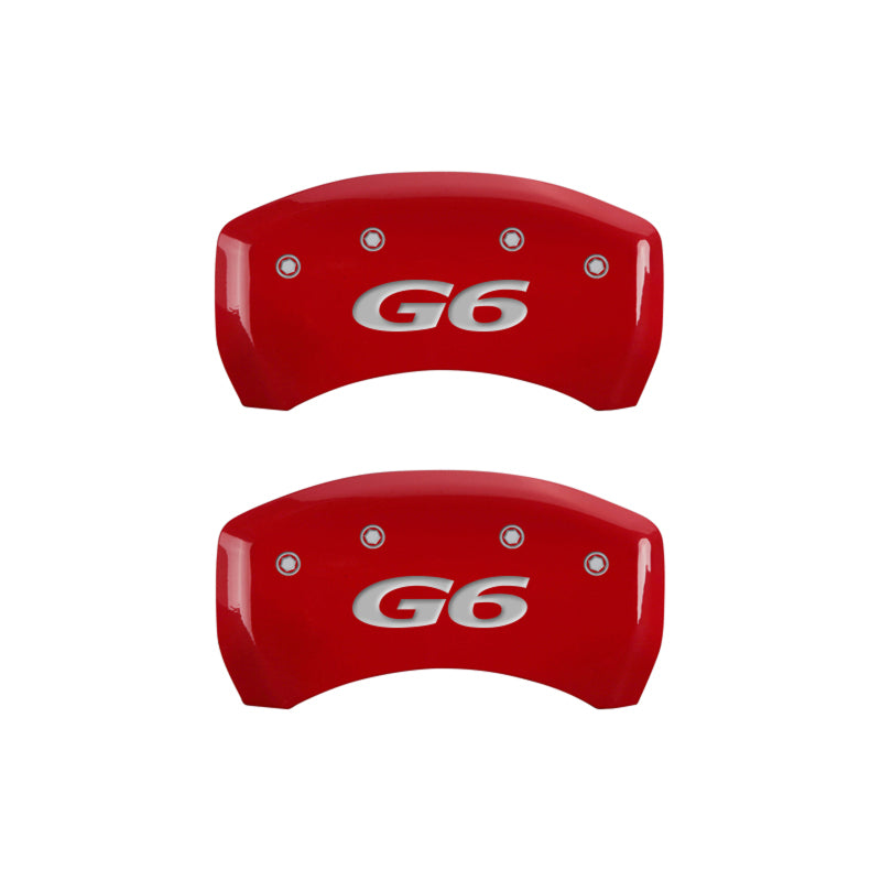 MGP 4 Caliper Covers Engraved Front Pontiac Engraved Rear G6 Red finish silver ch MGP