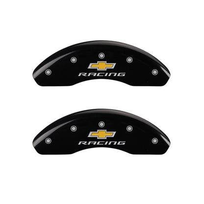 MGP 4 Caliper Covers Engraved F & R Chevy Racing Black Finish Silver Char 2019 Chevrolet Equinox MGP