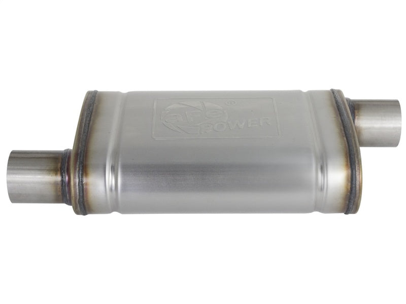 aFe MACH Force-Xp 409 SS Muffler 2.5in Offset Inlet/2.5in Offset Outlet 14in L x 9in W x 4in H Body aFe