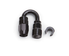 Russell Performance 3/8in SAE Quick Disc Female to -6 Hose Black 180 Degree Hose End.