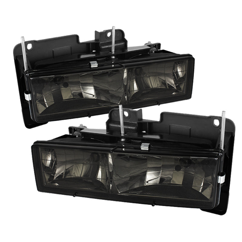 Xtune Chevy Suburban 88-98 Crystal Headlights Smoke HD-JH-CCK88-SM - eliteracefab.com