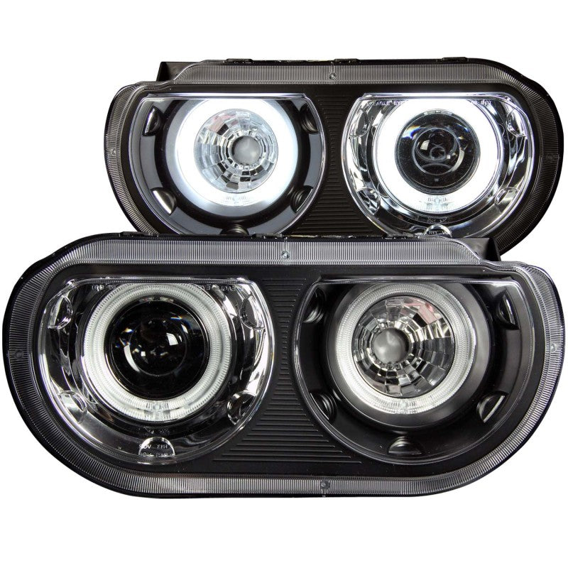 ANZO USA Dodge Challenger Projector Headlights W/ Halo Black Ccfl; 2008-2014 - eliteracefab.com