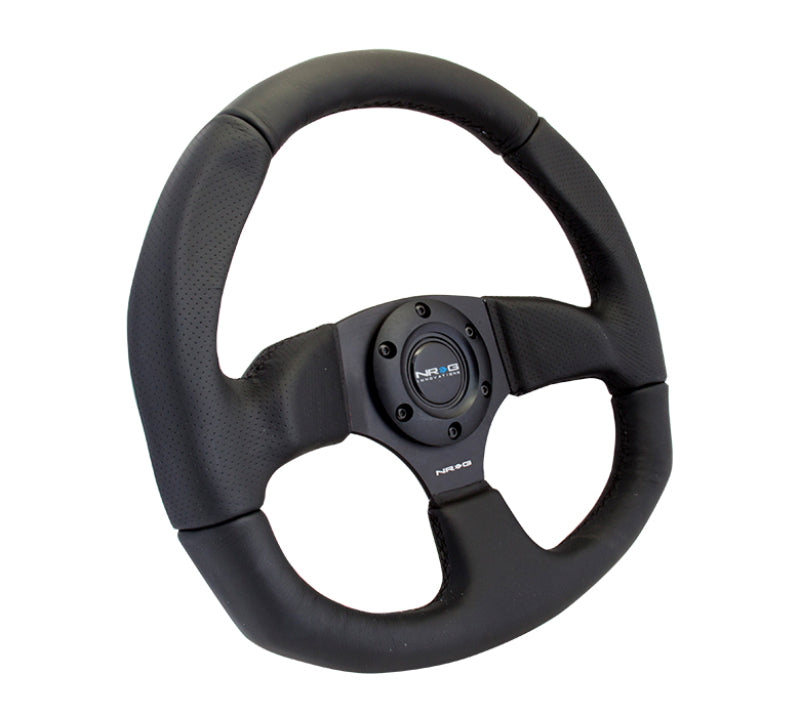 NRG Reinforced Steering Wheel Leather Steering Wheel Black Stitch - eliteracefab.com