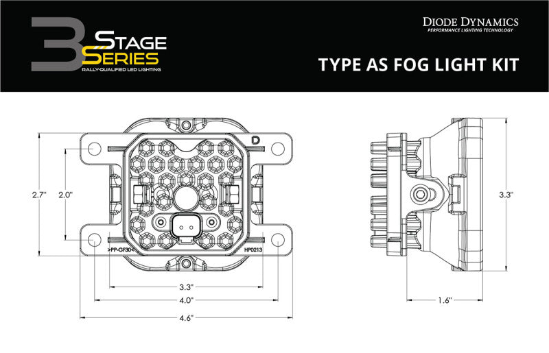 Diode Dynamics SS3 Pro Type AS Kit ABL - Yellow SAE Fog Diode Dynamics