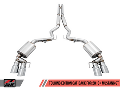 AWE Tuning 2018+ Ford Mustang GT (S550) Cat-back Exhaust - Touring Edition (Quad Chrome Silver Tips) - eliteracefab.com