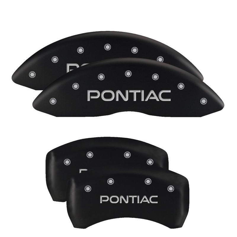 MGP 4 Caliper Covers Engraved Front & Rear Pontiac Black Finish Silver Char 2008 Pontiac G8 MGP