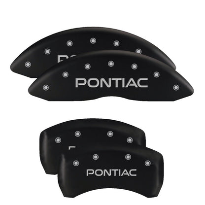 MGP 4 Caliper Covers Engraved Front & Rear Pontiac Black Finish Silver Char 2008 Pontiac G8 MGP