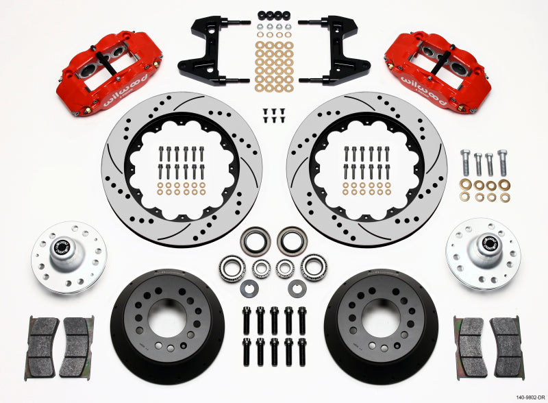 Wilwood Narrow Superlite 6R Front Hub Kit 14.00in Drill Red 74-80 Pinto/Mustang II Disc Spindle only Wilwood
