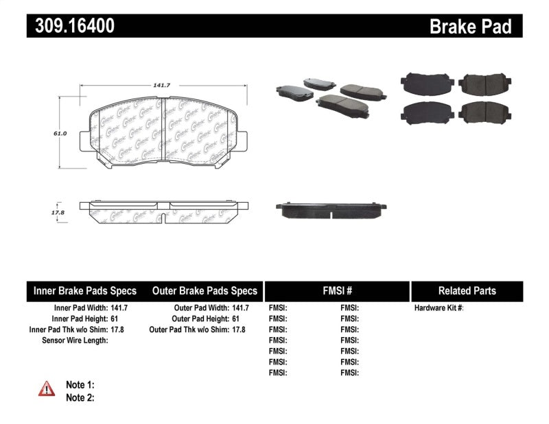 STOPTECH PERFORMANCE FRONT BRAKE PADS 13-14 DODGE DART/JEEP CHEROKEE, 309.16400 - eliteracefab.com