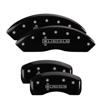 MGP 4 Caliper Covers Engraved Front & Rear Lincoln Black finish silver ch MGP