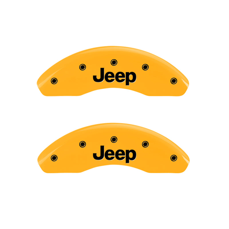 MGP 4 Caliper Covers Engraved Front JEEP Engraved Rear JEEP Grill logo Yellow finish black ch MGP